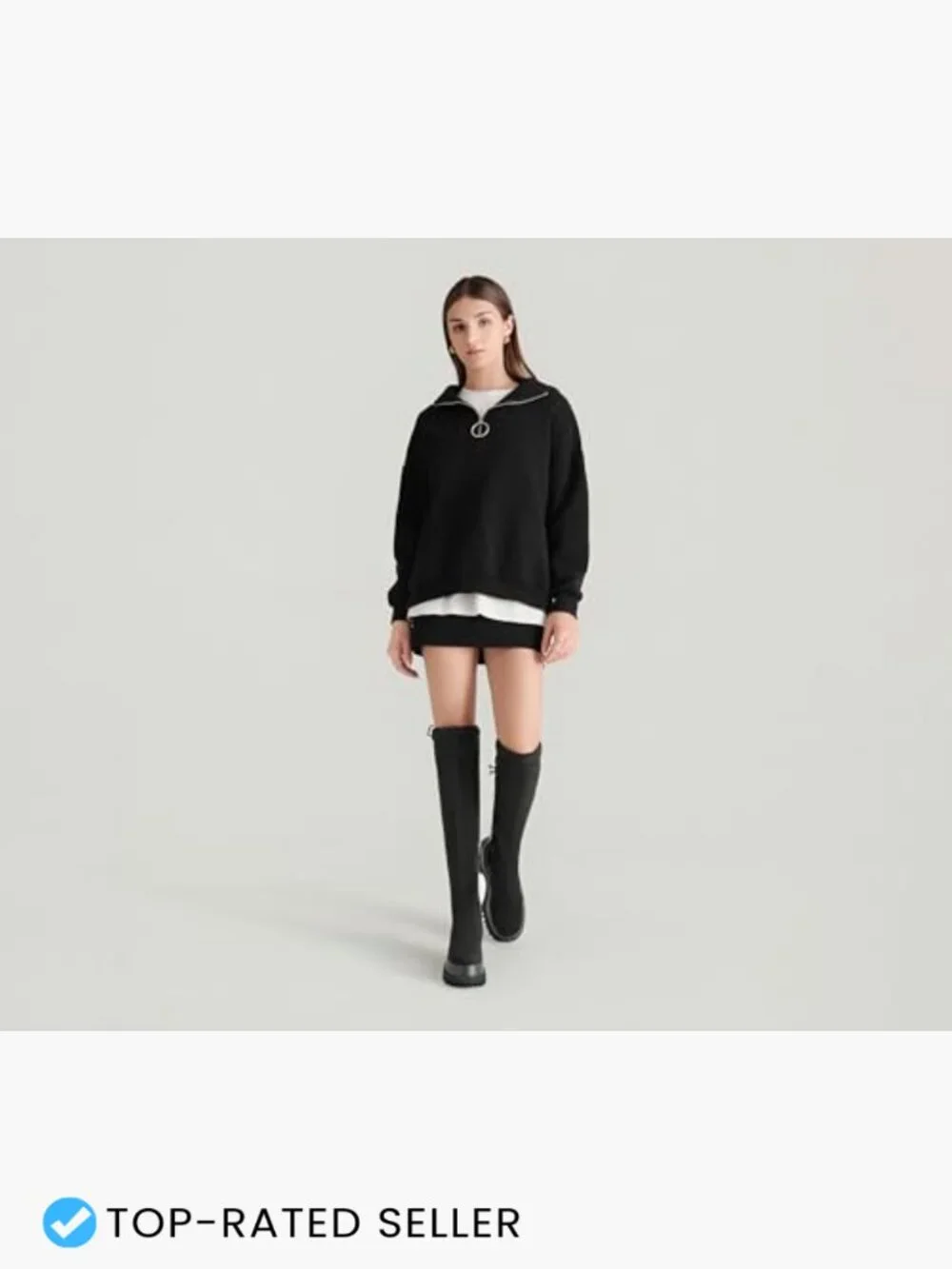 Chunky Platform Knee High Boots Side Zipper Suede Tall Boots Fall Winter